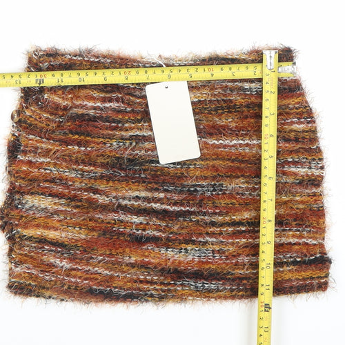 Musera Women's Brown Knit Mini Skirt Size S Bohemian Button Detail
