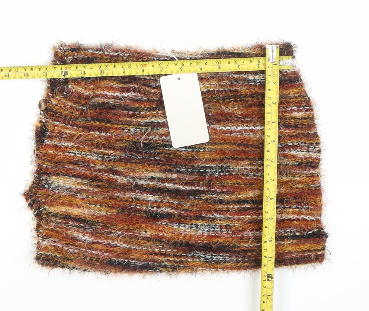 Musera Women's Brown Knit Mini Skirt Size S Bohemian Button Detail