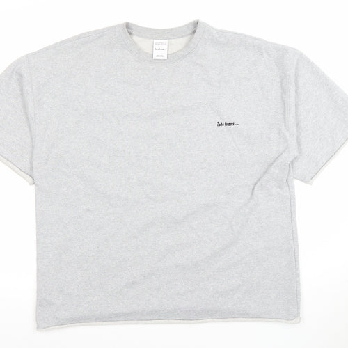 iets frans Womens Grey Basic Relaxed Fit Short Sleeve T-Shirt S