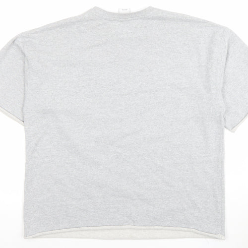 iets frans Womens Grey Basic Relaxed Fit Short Sleeve T-Shirt S