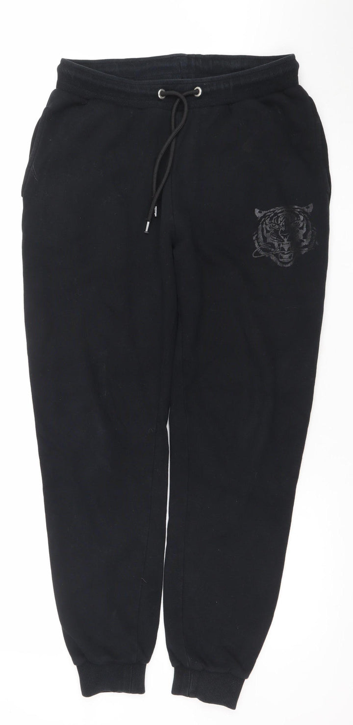 Closure London Men's Black Joggers Medium Animal Logo Sweatpants