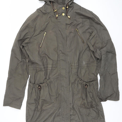 New Look Women’s Green Cotton Hooded Parka Jacket UK 12