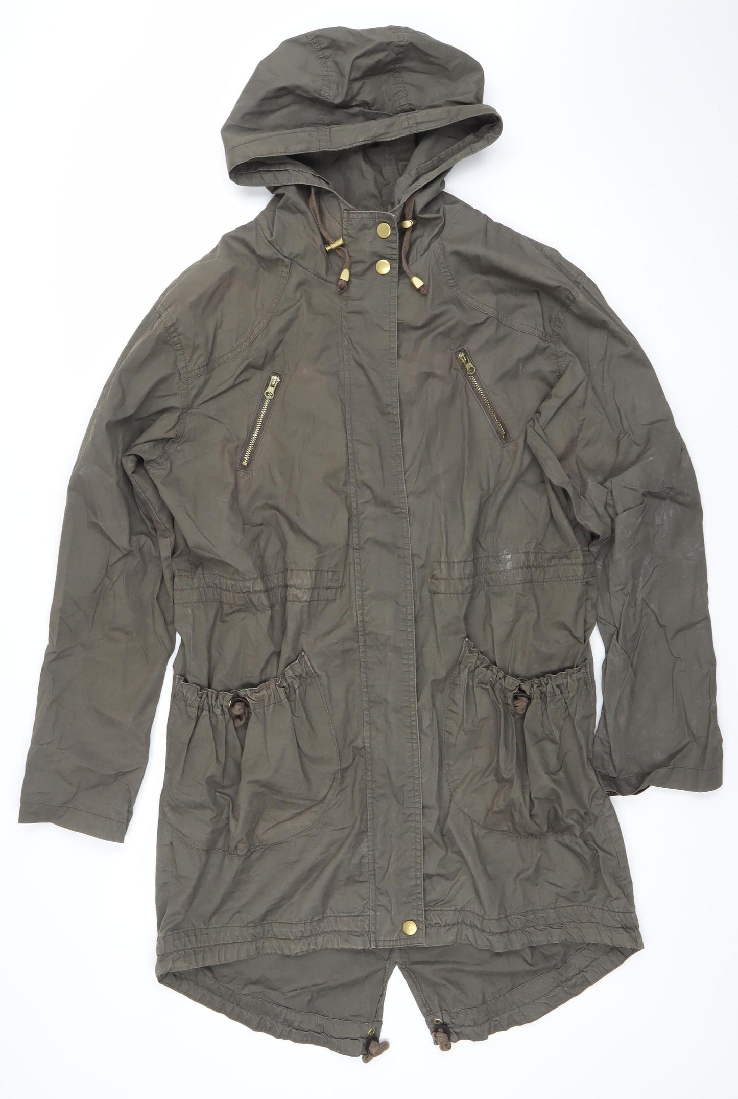 New Look Women’s Green Cotton Hooded Parka Jacket UK 12