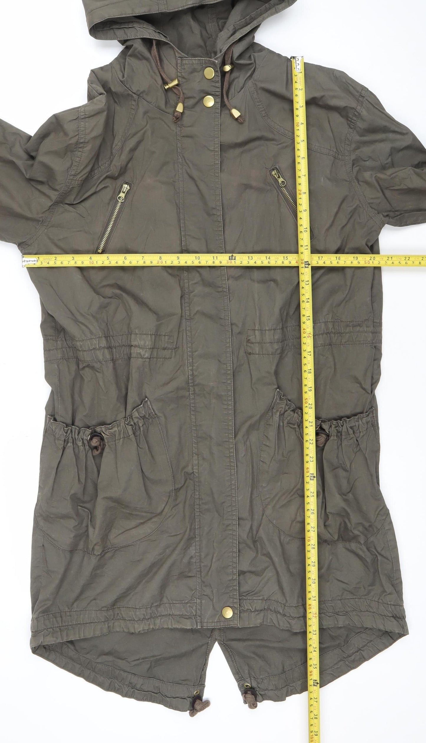 New Look Women’s Green Cotton Hooded Parka Jacket UK 12