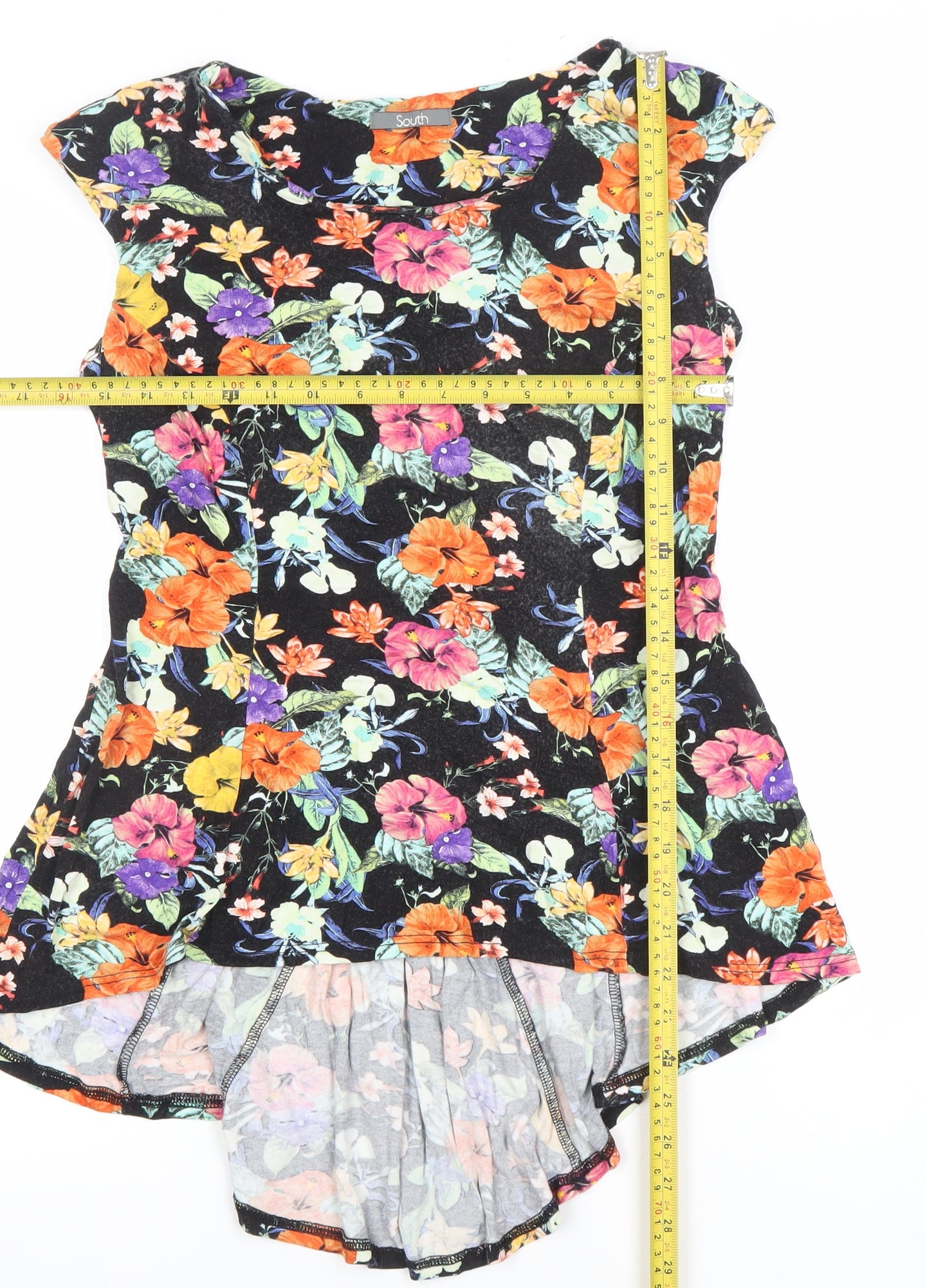 South Womens Multicoloured Floral Tunic Top Size 12 Viscose Blend