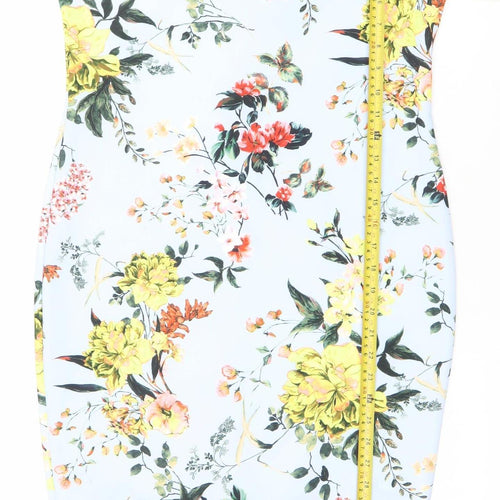 Boohoo Plus Size 18 Floral One Shoulder Bodycon Dress Multicoloured
