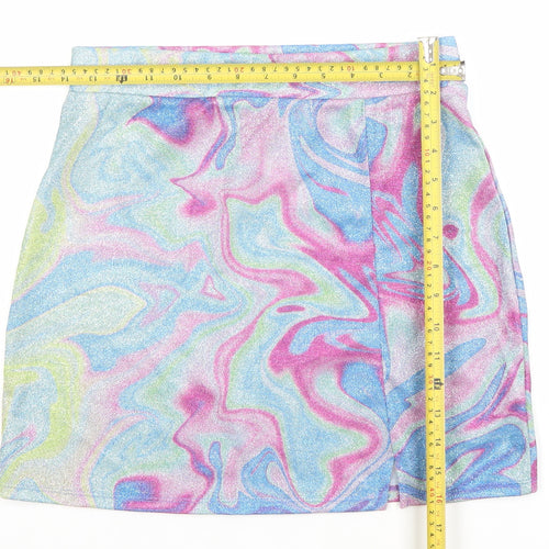 Primark Women’s Multicoloured Glitter Short Skirt S Stretch Polyester Festival