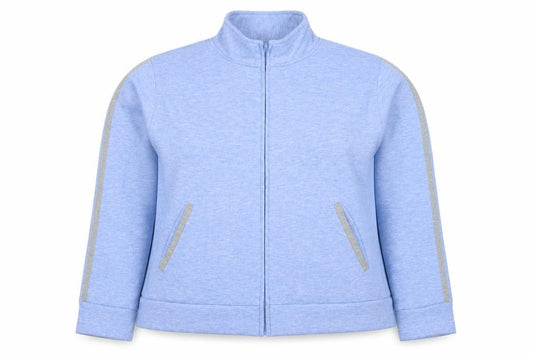 Front view of Joie de Vivre Women Blue Full Zip Sweatshirt, size 16-18, Polyester Blend