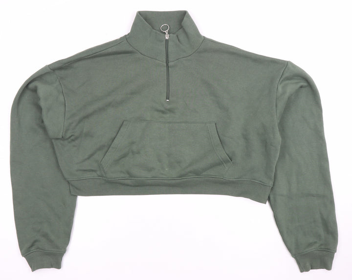 PrettyLittleThing Women’s Green 1/2 Zip Pullover Sweatshirt Size M