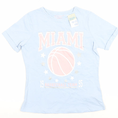 Primark Girls Blue Miami Basketball Graphic T-Shirt 12-13 Years