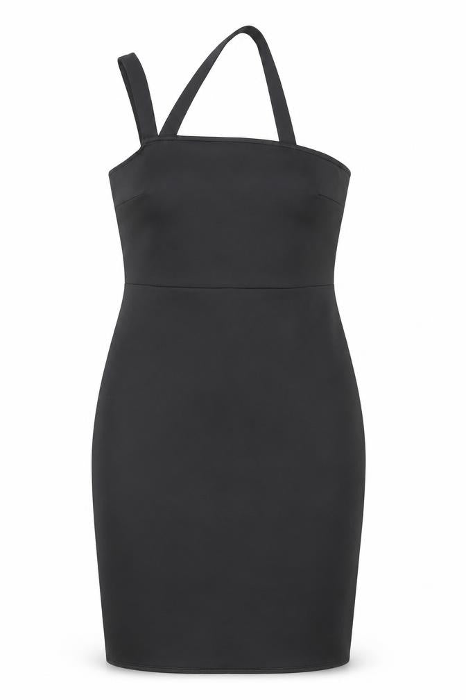 Front view of Atmosphere Women's Black, size 14, Bodycon Zip Stretch Dress