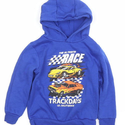 Dunnes Stores Boys Blue Pullover Hoodie 6-7 Years Race Trackdays Graphic