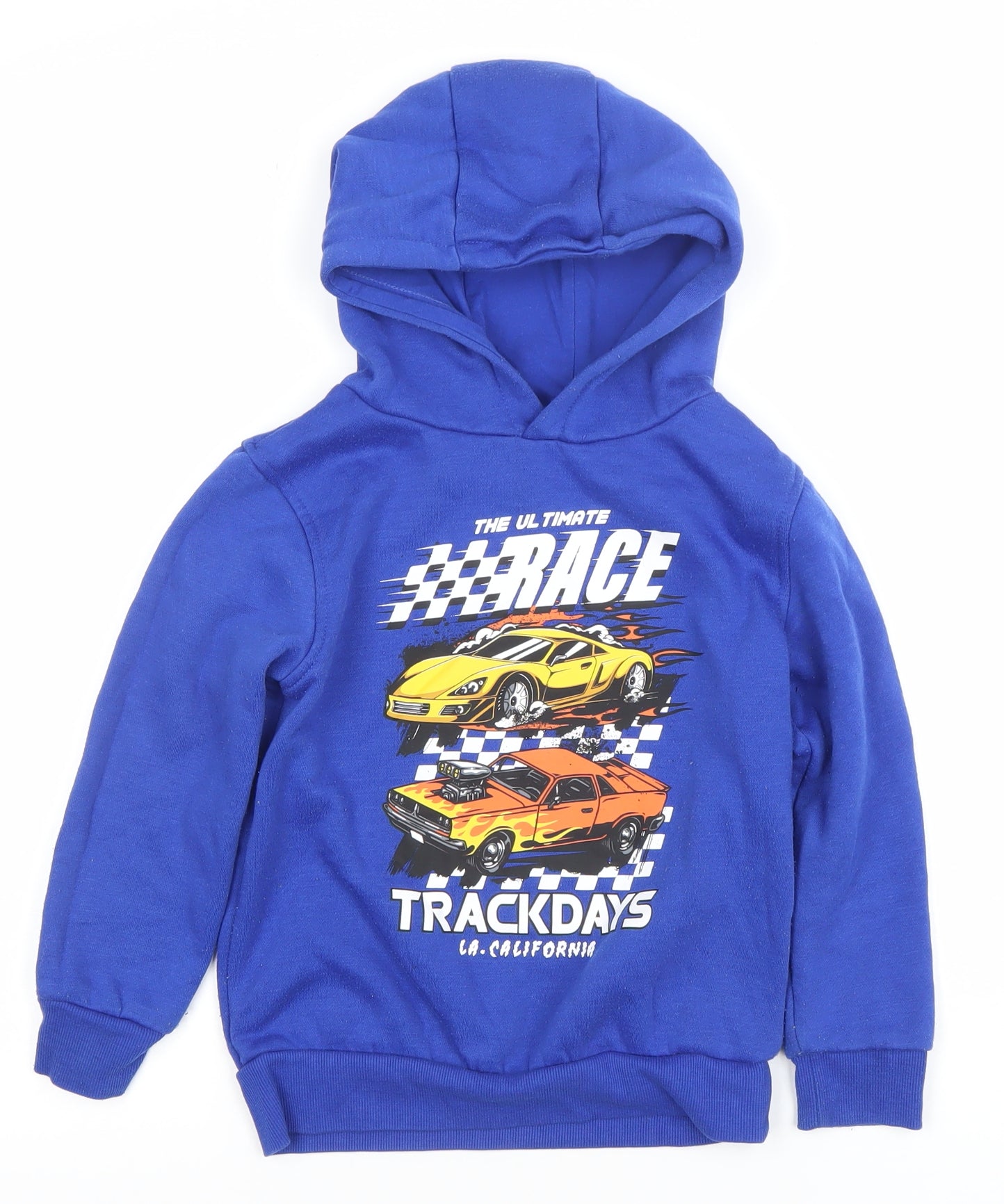Dunnes Stores Boys Blue Pullover Hoodie 6-7 Years Race Trackdays Graphic