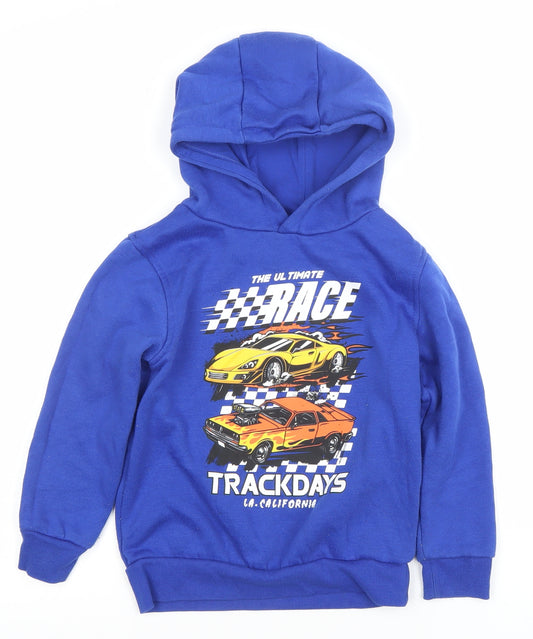 Dunnes Stores Boys Blue Pullover Hoodie 6-7 Years Race Trackdays Graphic