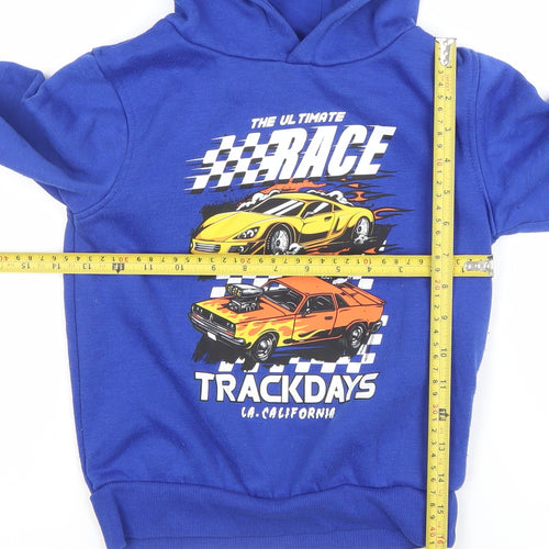 Dunnes Stores Boys Blue Pullover Hoodie 6-7 Years Race Trackdays Graphic