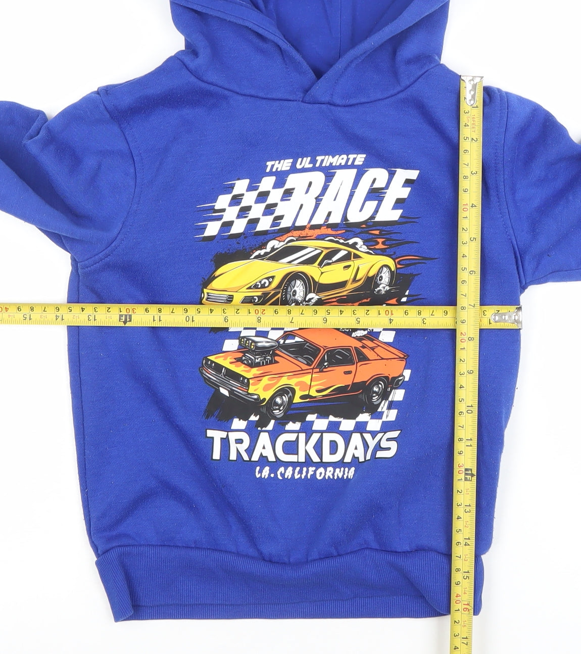 Dunnes Stores Boys Blue Pullover Hoodie 6-7 Years Race Trackdays Graphic