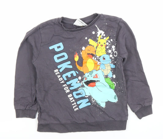 Dunnes Stores Boys Grey Pokémon Pullover Sweatshirt 5-6 Years