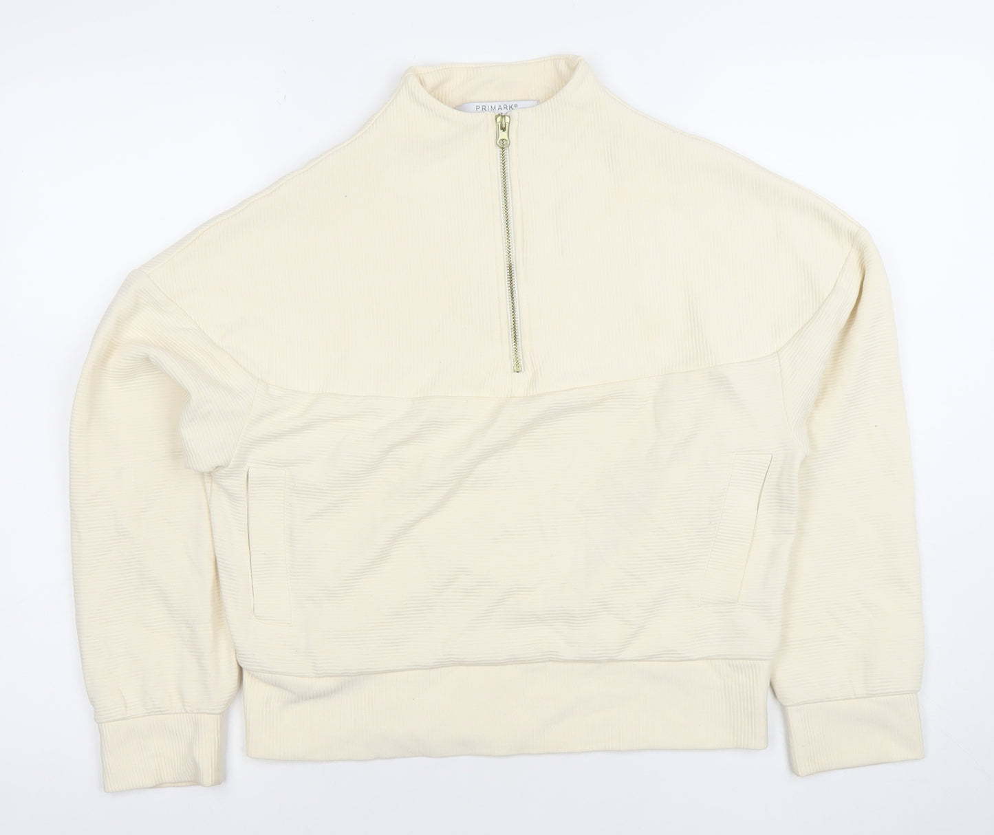 Primark Women's Beige 1/4 Zip Pullover Sweatshirt XS