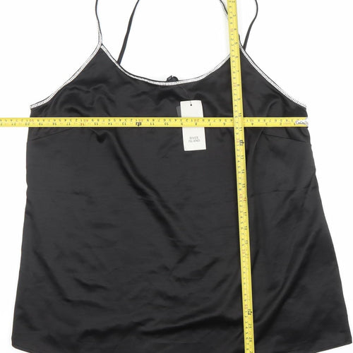 River Island Women’s Black Plus Size 18 Beaded Satin Camisole Top