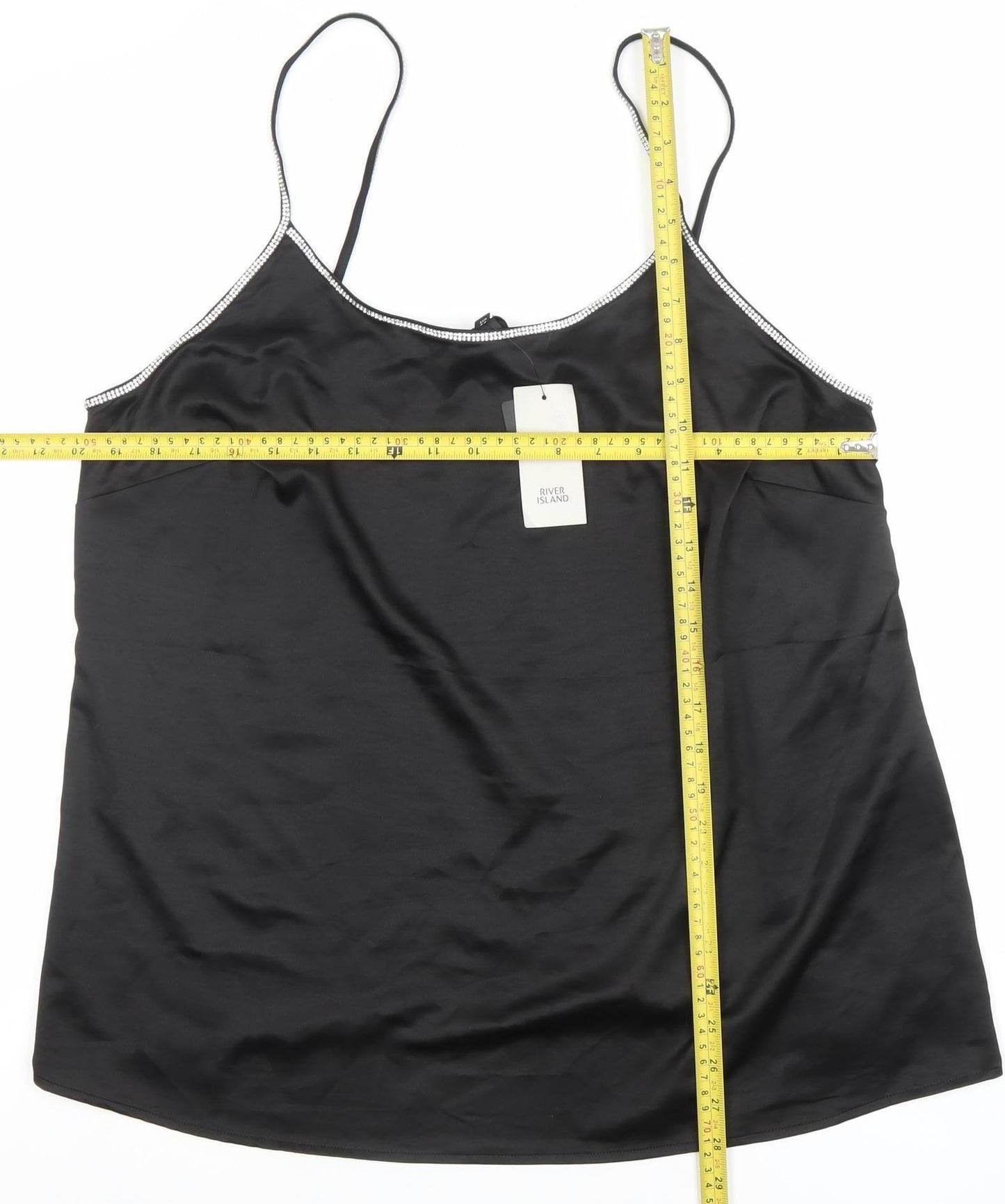 River Island Women’s Black Plus Size 18 Beaded Satin Camisole Top