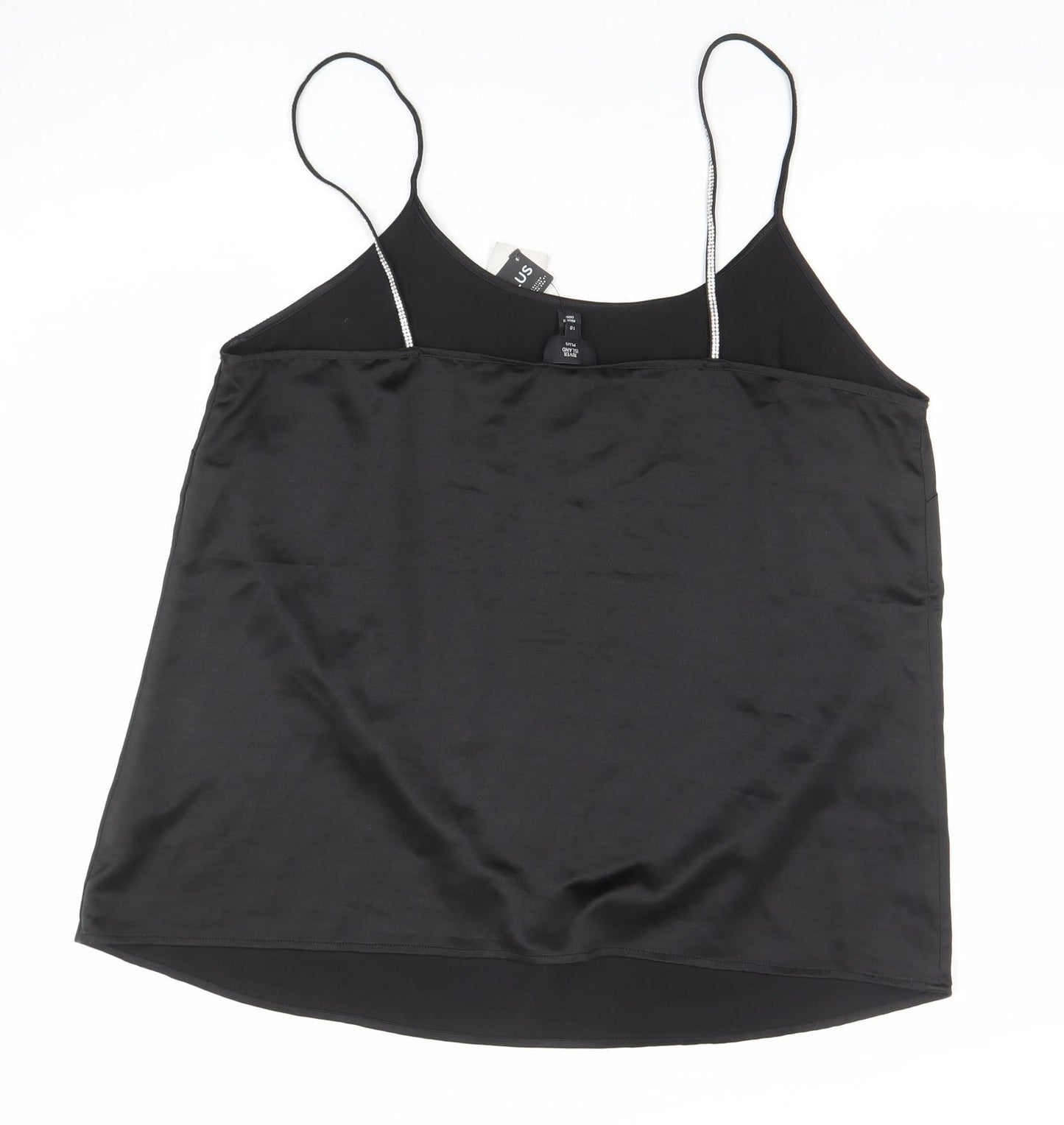 River Island Women’s Black Plus Size 18 Beaded Satin Camisole Top