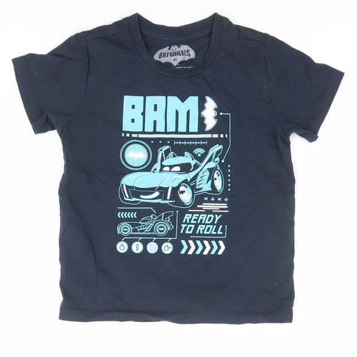 Character Boys Blue Batman DC Comics Graphic Short Sleeve T-Shirt 5-6 Years