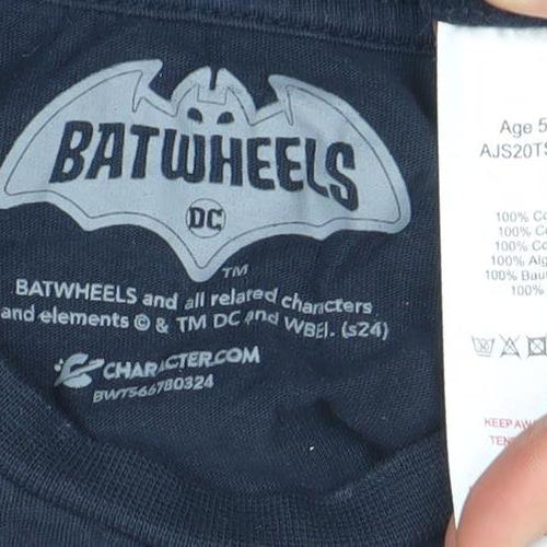 Character Boys Blue Batman DC Comics Graphic Short Sleeve T-Shirt 5-6 Years