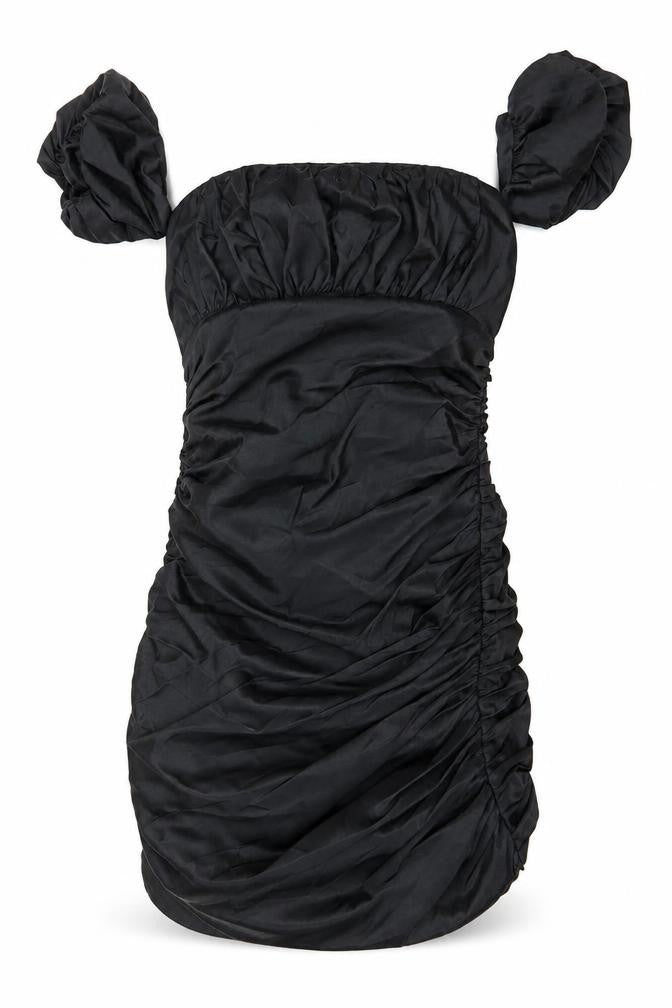 Front view of Style Cheat Women’s Black, size UK 6, One Shoulder Ruched Bodycon Dress