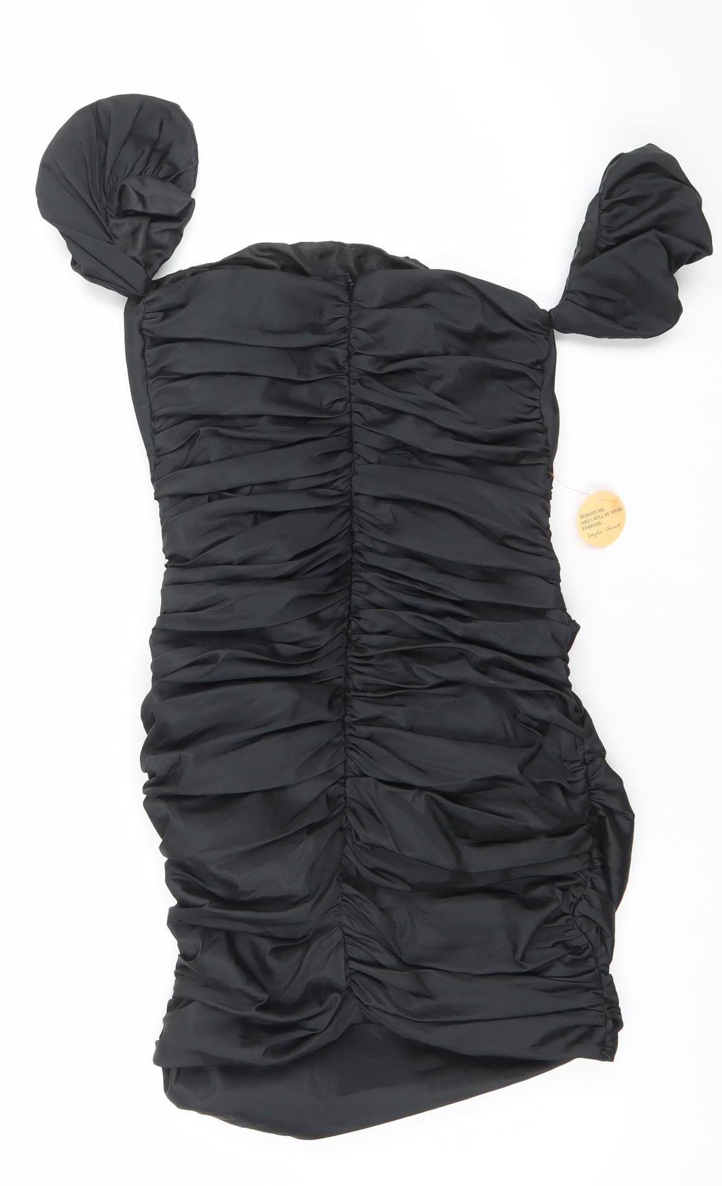 Style Cheat Women’s Black Size 6 One Shoulder Ruched Bodycon Dress