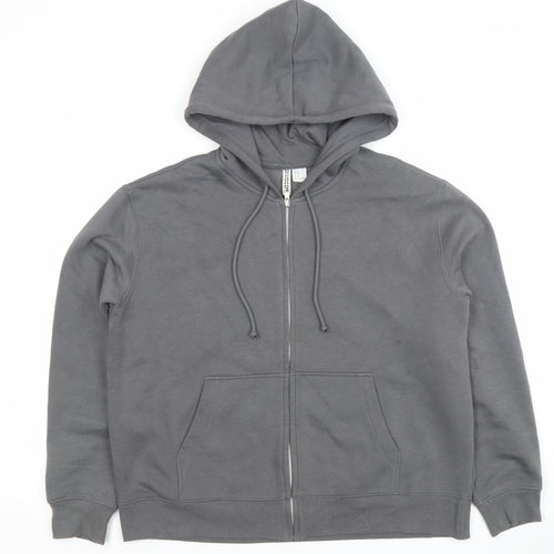 DIVIDED Mens Grey Full Zip Hoodie Size M Regular Fit Fleece