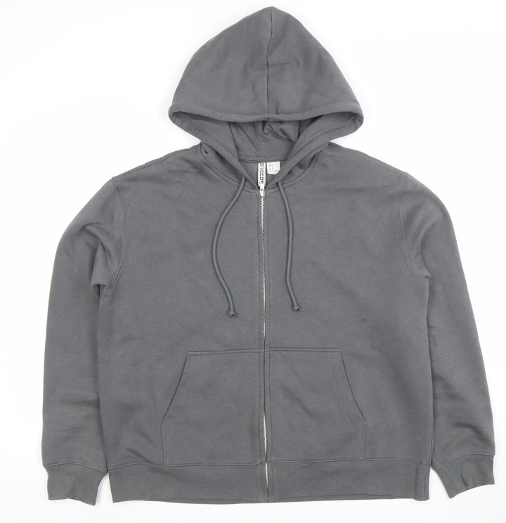 DIVIDED Mens Grey Full Zip Hoodie Size M Regular Fit Fleece