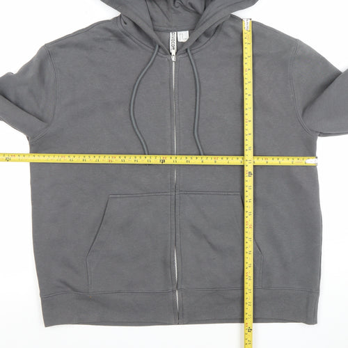 DIVIDED Mens Grey Full Zip Hoodie Size M Regular Fit Fleece