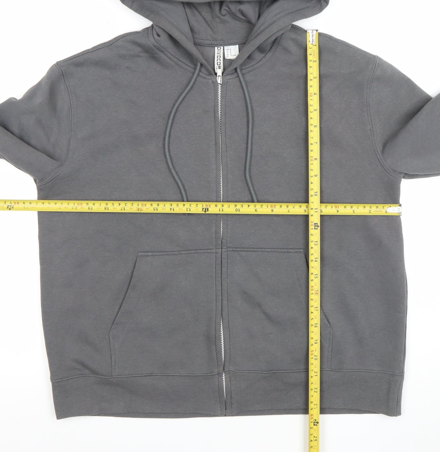 DIVIDED Mens Grey Full Zip Hoodie Size M Regular Fit Fleece