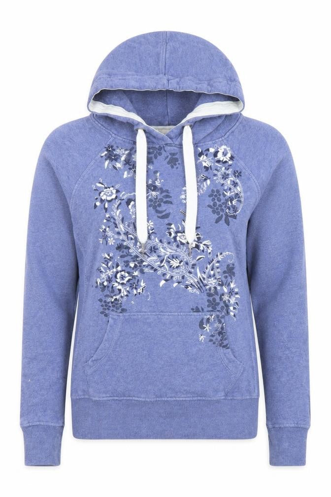 H&M L.O.G.G. Women’s Blue Floral Pullover Hoodie Size Small