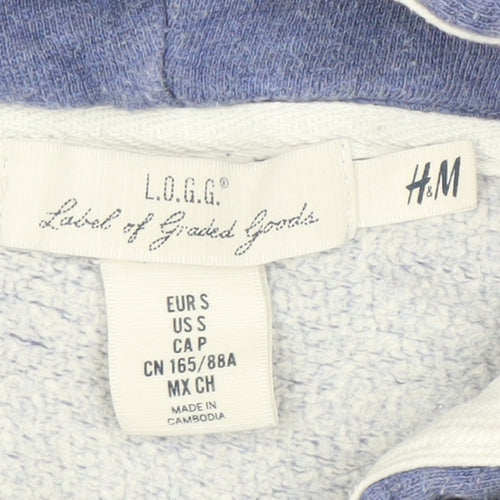 H&M L.O.G.G. Women’s Blue Floral Pullover Hoodie Size Small