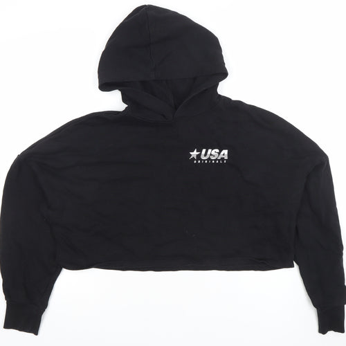H&M Women’s Black Cropped Pullover Hoodie USA Originals M