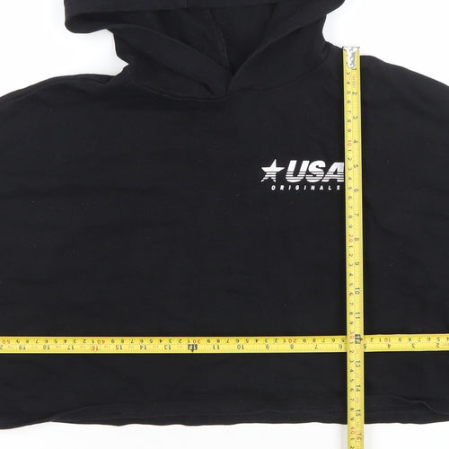H&M Women’s Black Cropped Pullover Hoodie USA Originals M