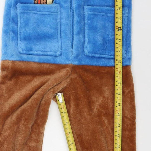 Paddington Boys Blue Brown Fleece Hooded One Piece Pyjama 4-5 Years