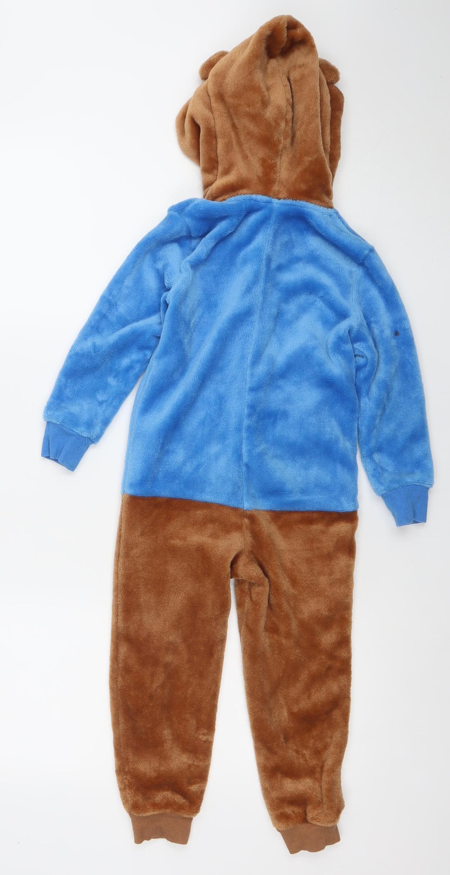 Paddington Boys Blue Brown Fleece Hooded One Piece Pyjama 4-5 Years