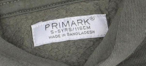 Primark Boys Khaki Green Pullover Hoodie 5-6 Years Skate Dinosaur Graphic