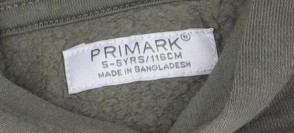 Primark Boys Khaki Green Pullover Hoodie 5-6 Years Skate Dinosaur Graphic