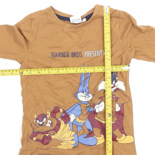 Warner Bros Boys Brown Long Sleeve Looney Tunes Superhero T-Shirt 116cm