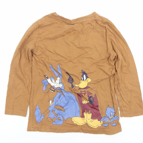 Warner Bros Boys Brown Long Sleeve Looney Tunes Superhero T-Shirt 116cm