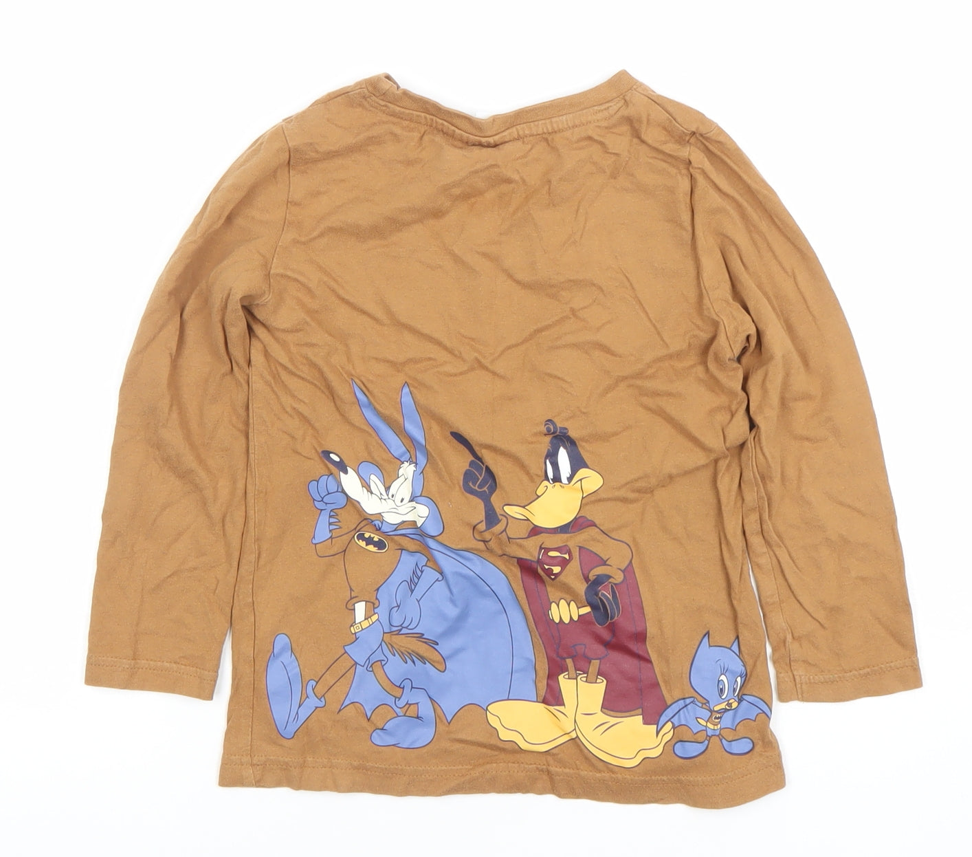 Warner Bros Boys Brown Long Sleeve Looney Tunes Superhero T-Shirt 116cm
