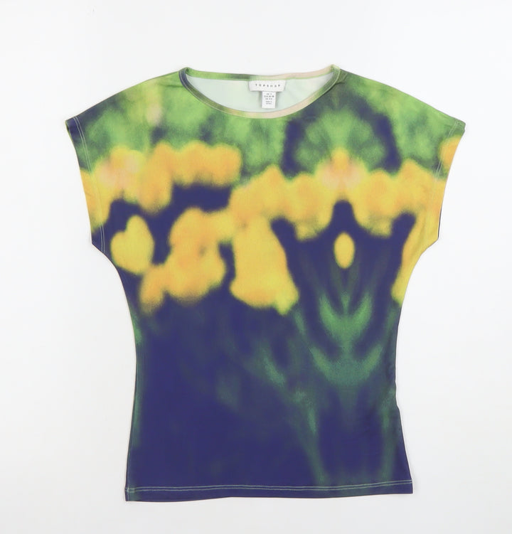 Topshop Women’s Multicoloured Floral Slim Fit T-Shirt Size S
