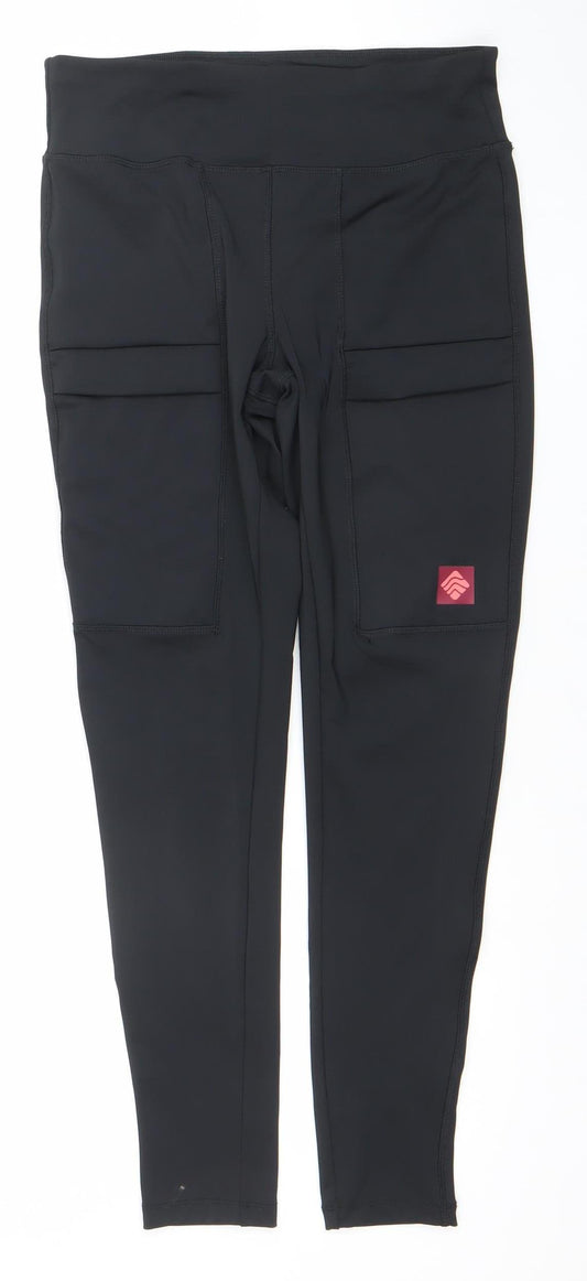 Crivit Women Black 12/14 Moisture Wicking Stretch Gym Leggings