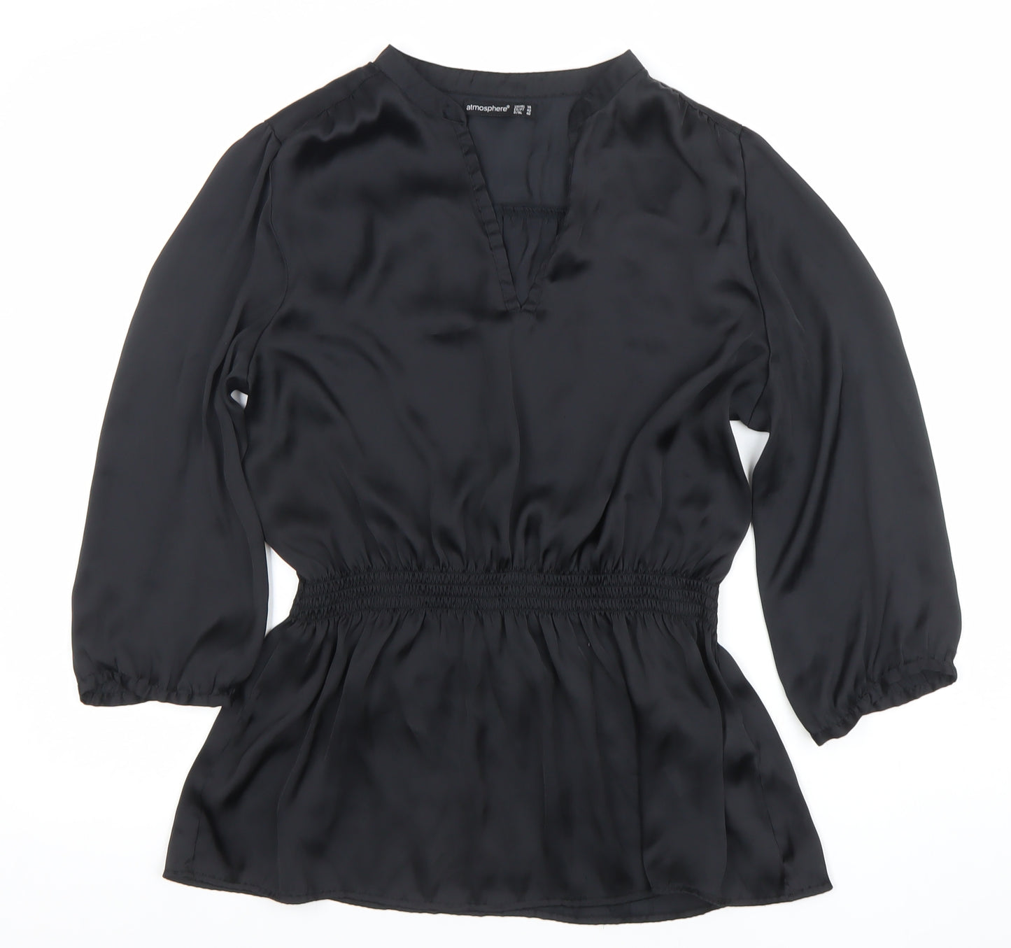 Atmosphere Womens Black V-Neck Tunic Blouse Size 14
