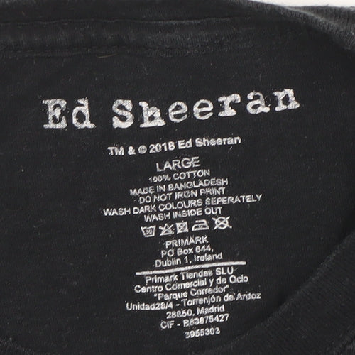 Primark Ed Sheeran Men's Black Large Cotton Band Graphic T-Shirt