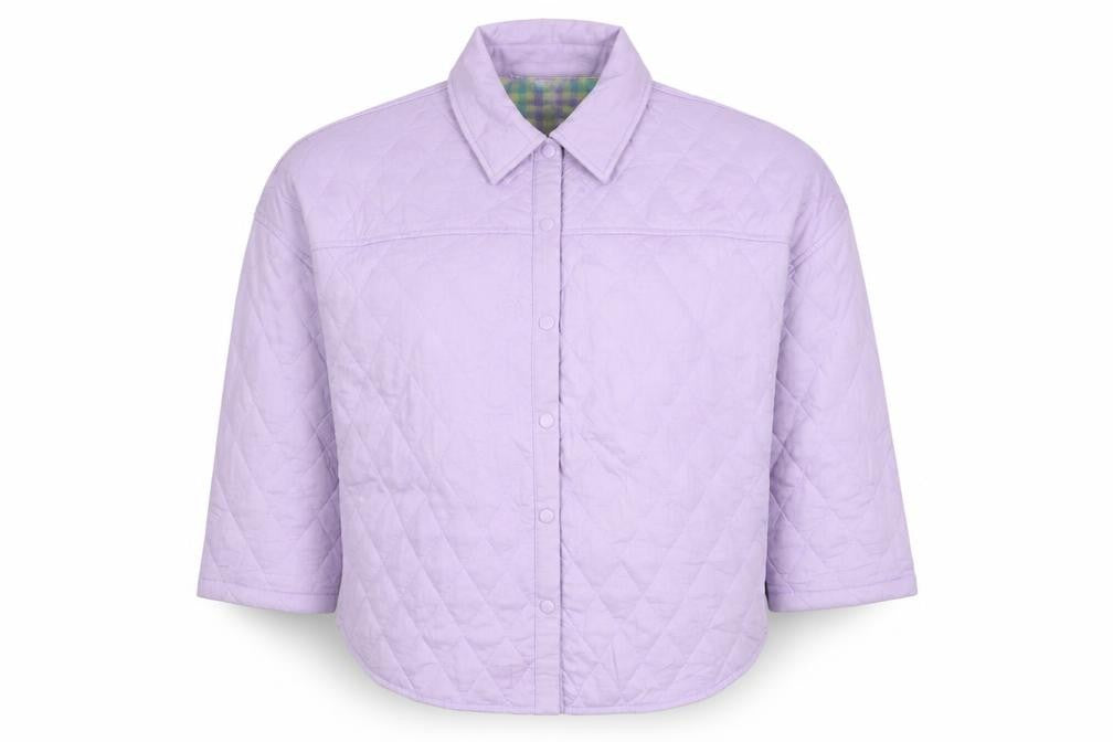 Front view of Primark Women Purple Quilted Reversible Jacket, size 10