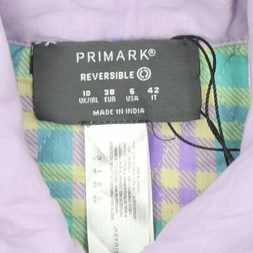 Primark Women Purple Quilted Reversible Jacket Size 10